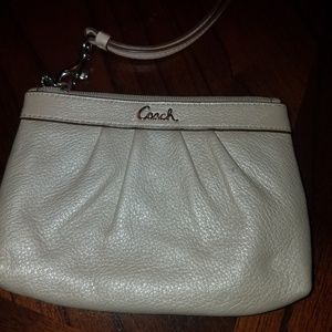 Coach Cursive Beige Wristlet